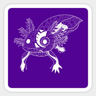 axolotl in sweet purple magical glitch in ecopop pattern mandala Sticker